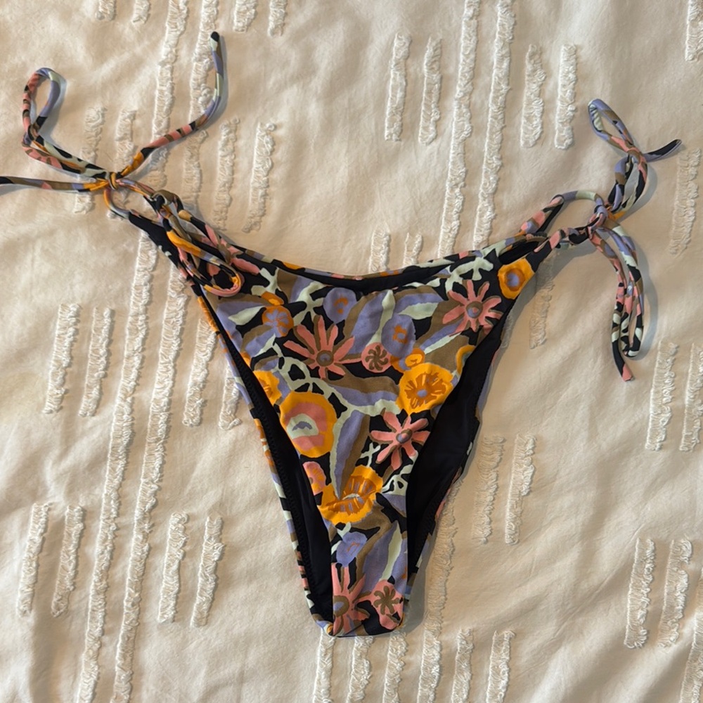 RVCA Floral Bikini Bottom with Tie Sides